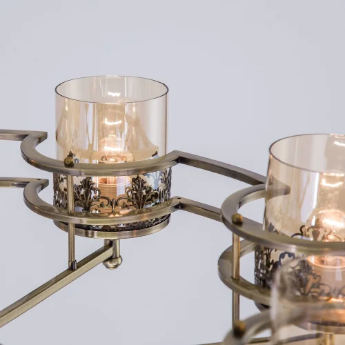 Люстра подвесная Ориент CL464183 Citilux янтарная прозрачная на 8 ламп, основание бронзовое в стиле классический  фото 5